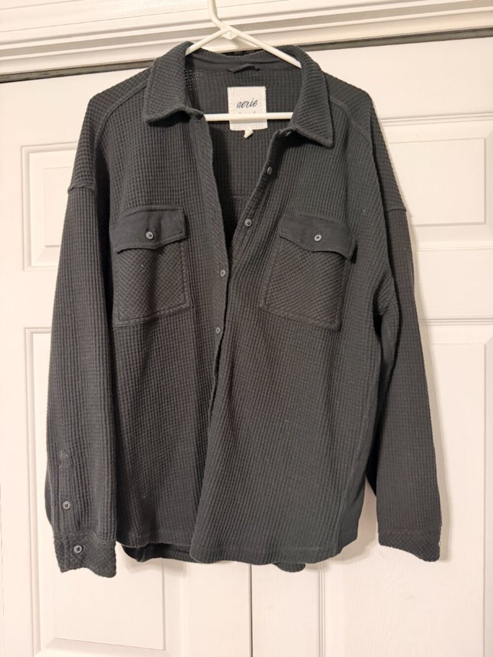 Aerie Waffle Knit Button Up Shacket